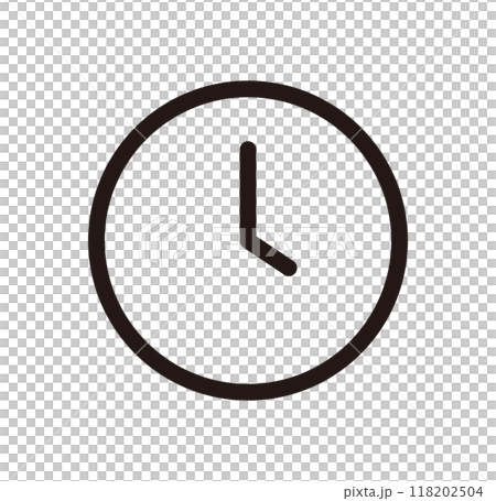 時計　時間　単品アイコン　モノクロ　 118202504