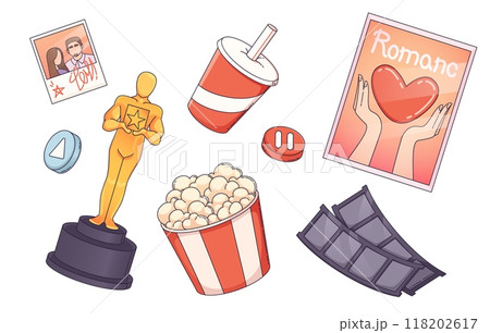 Cinema cartoon vector icons set 118202617