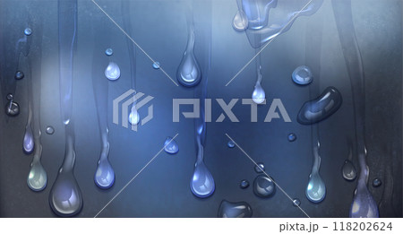 Rain water drop on glass or smooth plastic surface 118202624