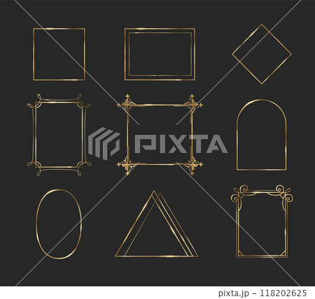 Gold thin frames simple and with ornament. 118202625