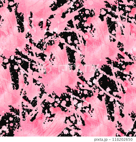 Seamless pattern with pink watercolor splashes on a black background. Illustration for backgrounds, printing on fabric, packaging Seamless pattern with pink watercolor splashes on a black background. Illustration for backgrounds, printing on fabric, packaging 118202650