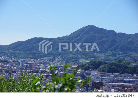 兵庫県洲本市　三熊山から洲本市街と先山を望む 118202847