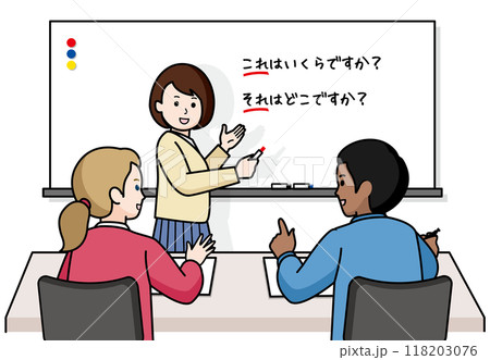 日本語教室で教える先生と外国人生徒 日本語教室で教える先生と外国人生徒 118203076