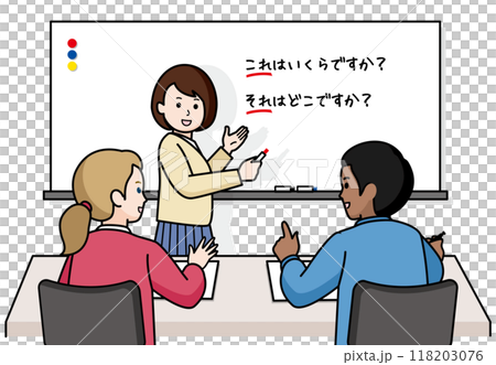 日本語教室で教える先生と外国人生徒 日本語教室で教える先生と外国人生徒 118203076