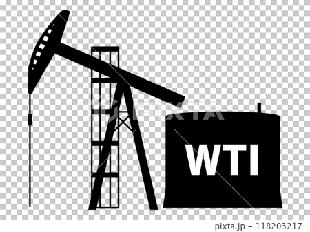 石油採掘のシルエット。原油価格の動向。 118203217