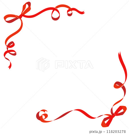 手描きの赤いリボンのフレームイラスト 118203278