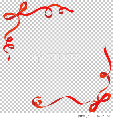 手描きの赤いリボンのフレームイラスト 118203278