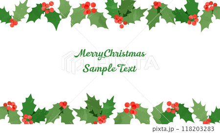 クリスマスのヒイラギの手描きの背景イラスト 118203283