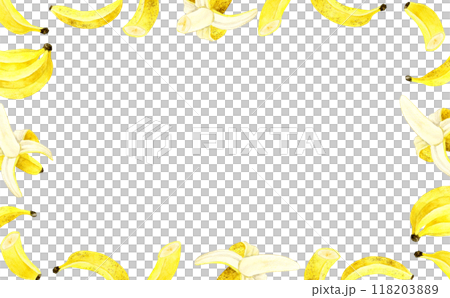 Banana frame Fruit hand-drawn watercolor illustration background material Banana frame Fruit hand-drawn watercolor illustration background material 118203889