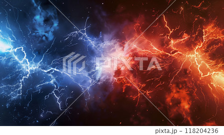 " 相対的な赤と青のエナジーのバックグラウンド." 118204236