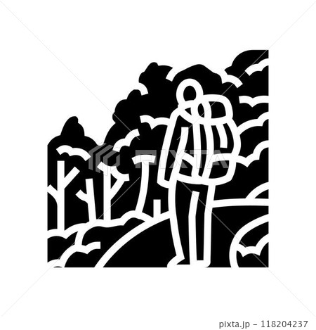 hiking fall foliage autumn glyph icon vector illustration 118204237