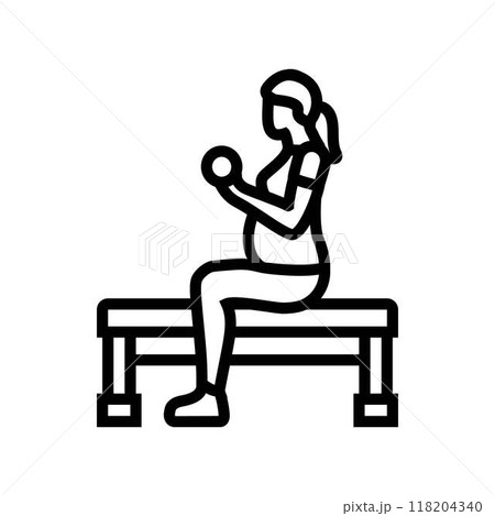 seated arm curls dumbbells pregnant fitness line icon vector illustration seated arm curls dumbbells pregnant fitness line icon vector illustration 118204340