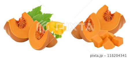Fresh orange pumpkin isolated on white background with full depth of field 118204341