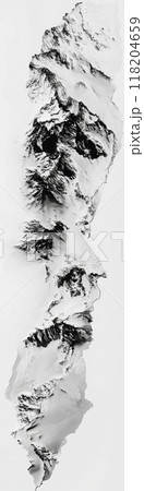 Minimalist Topographic Map of Ski Tour on White Background for Winter Sports and Travel Generative AI 118204659