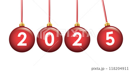 red christmas balls 2025 isolated vector illustration red christmas balls 2025 isolated vector illustration 118204911
