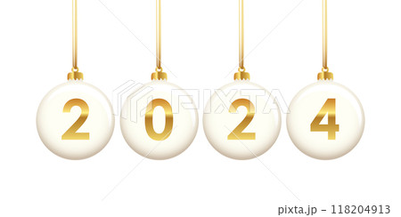 golden colored christmas balls 2024 isolated vector illustration golden colored christmas balls 2024 isolated vector illustration 118204913