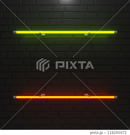 Brick wall background, neon light. 3d illustration Brick wall background, neon light. 3d illustration 118205072