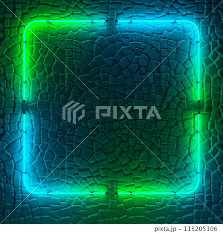 Empty Neon Sign with illumination on wall. 3d illustration. Empty Neon Sign with illumination on wall. 3d illustration. 118205106