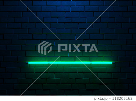 Neon on Brick Wall, Copy Space, 3d illustration 118205162