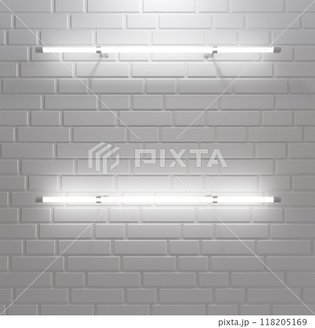 Brick wall background, neon light. 3d illustration 118205169
