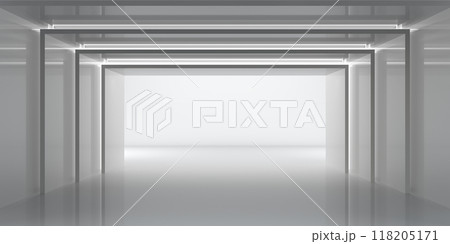 White clean empty interior space room studio background wall. 3d render. White clean empty interior space room studio background wall. 3d render. 118205171
