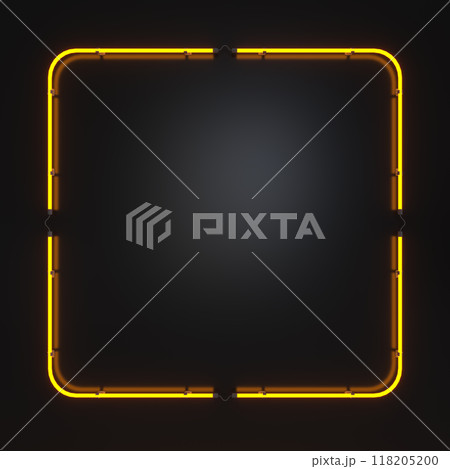 Empty Neon Sign with illumination on wall. 3d illustration. 118205200