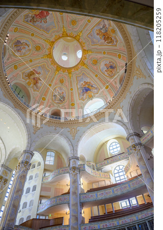Interior of the Frauenkirche Church of Our Lady Lutheran church in Dresden, Saxony, Germany Interior of the Frauenkirche Church of Our Lady Lutheran church in Dresden, Saxony, Germany 118205259