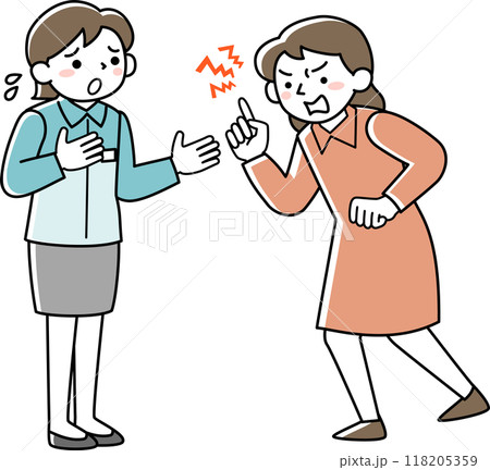 女性客からカスハラを受ける女性スタッフ 女性客からカスハラを受ける女性スタッフ 118205359