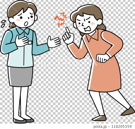 女性客からカスハラを受ける女性スタッフ 女性客からカスハラを受ける女性スタッフ 118205359