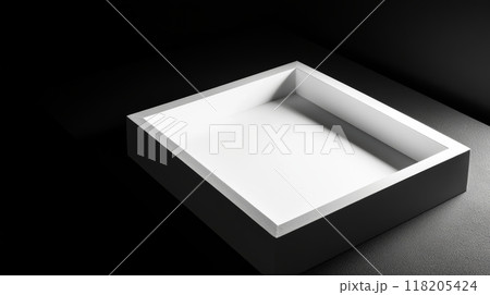 High Contrast Black and White Frame with Rounded Corners on Black Background Generative AI 118205424