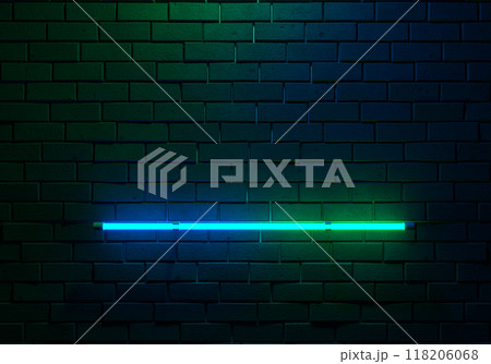 Brick Wall with Neon Lights, 3d illustration 118206068
