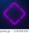 Neon frame background for placing texts, wall with neon lights. 3d render. 118206383