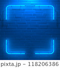 Empty Neon Sign with illumination on wall. 3d illustration. 118206386