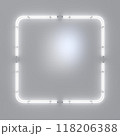 Neon frame sign in the shape of white rectangle. 3d illustration. 118206388