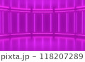 Pink abstract rounded room, illuminate neon lamps. 3d illustration 118207289