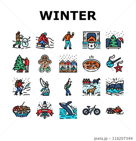 winter spend time icons set vector 118207349