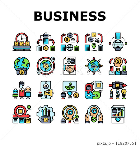 modern business strategy icons set vector 118207351