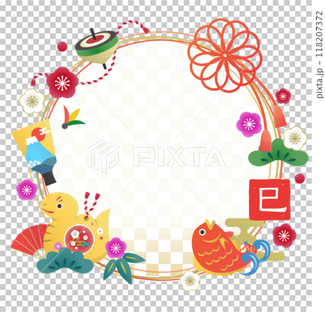 2025 Year of the Snake New Year's frame illustration without text 118207372
