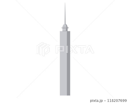 Skyscraper vector illustration. Skyscrapers in city center exemplify ever-changing face urban architecture The construction industry thrives on challenge erecting towering structures 118207699