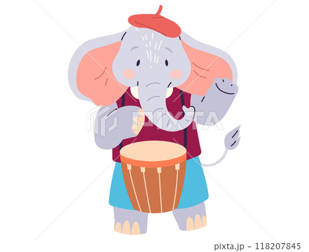 Animal music vector illustration. The magical animal music festival transforms zoo into realm happiness The orchestra creatures fills air with harmonious melody celebration. Elephant plays the drum Animal music vector illustration. The magical animal music festival transforms zoo into realm happiness The orchestra creatures fills air with harmonious melody celebration. Elephant plays the drum 118207845