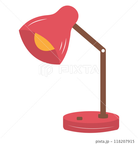 Desk lamp icon. Cute table lamp for study. Flat cartoon style. Desk lamp icon. Cute table lamp for study. Flat cartoon style. 118207915