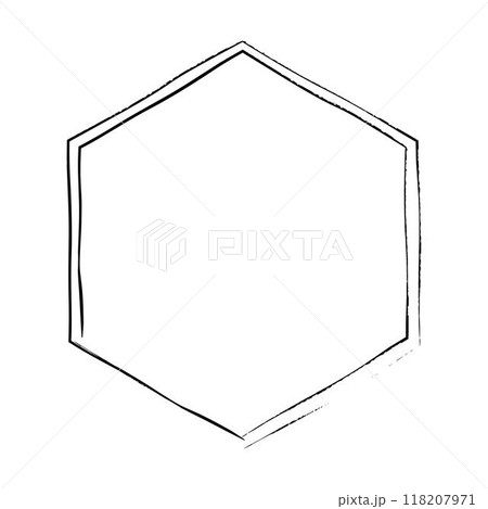 Hexagon grunge texture element frame border shape icon for decorative vintage doodle for design in vector illustration Hexagon grunge texture element frame border shape icon for decorative vintage doodle for design in vector illustration 118207971