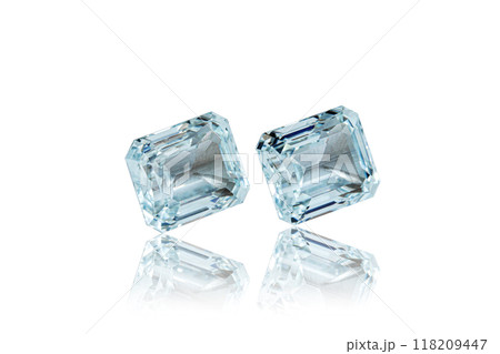 macro stone mineral faceted aquamarine on a white background macro stone mineral faceted aquamarine on a white background 118209447