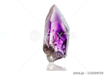 macro mineral stone amethyst on a white background 118209550