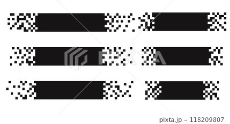 Horizontal title tag set pixel effect, mosaic footer, label. Geometric edges layot header banner. For text or design. Horizontal title tag set pixel effect, mosaic footer, label. Geometric edges layot header banner. For text or design. 118209807
