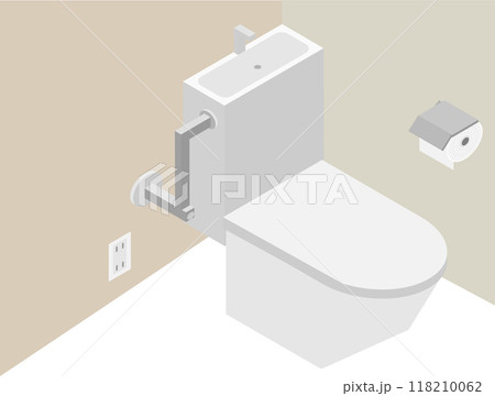 アイソメトリックなシンプルな洋式トイレのイメージ素材 118210062