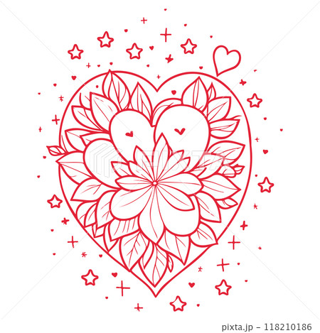 doodle abstract valentine love star heart flower illustration sketch  118210186