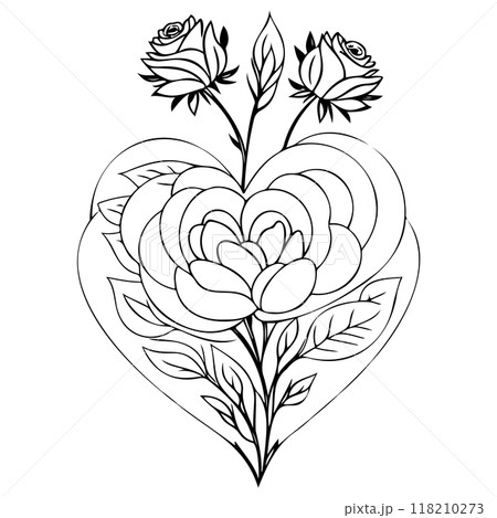 doodle valentine love flower rose heart illustration sketch  118210273