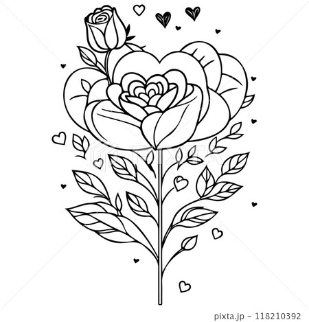 doodle valentine love flower rose heart illustration sketch  118210392