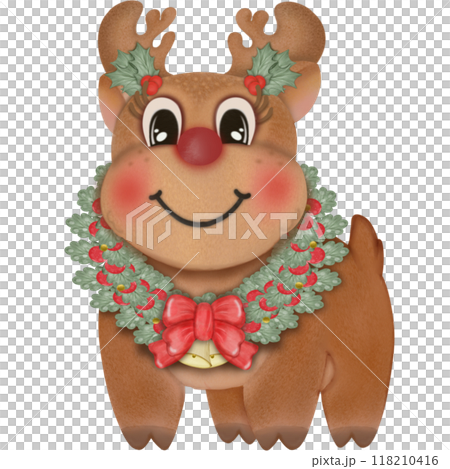Illustration set of Cute Christmas reindeer character hand drawn. 118210416